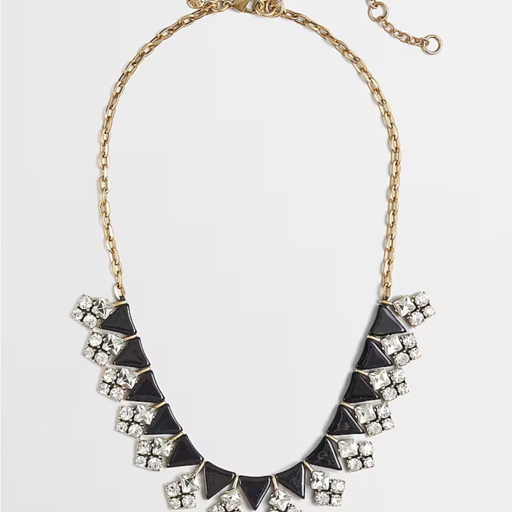 Vintage Black Arrow and Crystal Clusters Necklace